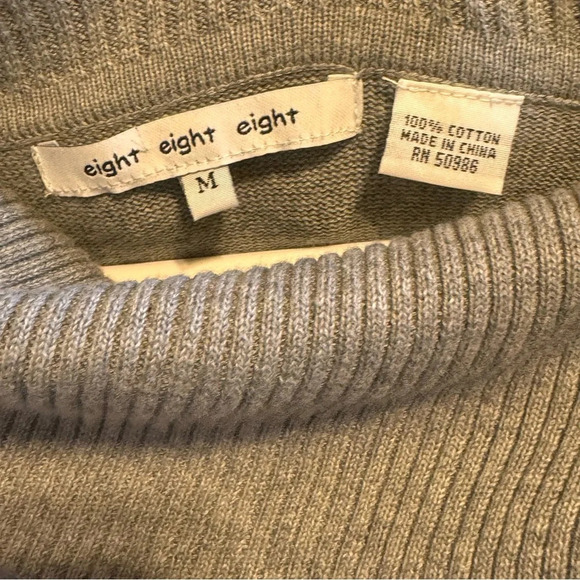 Eight Eight Eight Long Black Grey Gray Sweater Zipper Cowl Neck Pockets Sz M - Picture 3 of 11